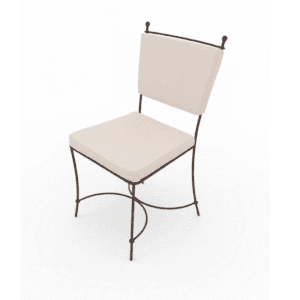 Chaise en fer forgé avec coussin beige