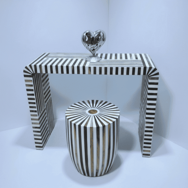Console et tabouret rayés design