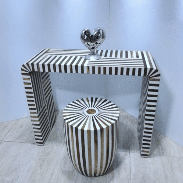 Console et tabouret rayés design