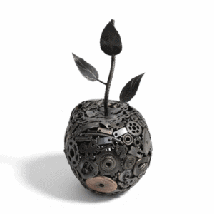 Sculpture pomme en métal recyclé
