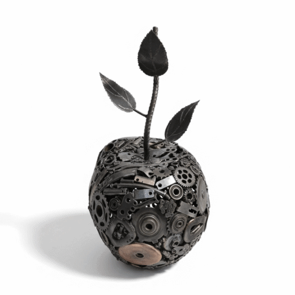 Sculpture pomme en métal recyclé