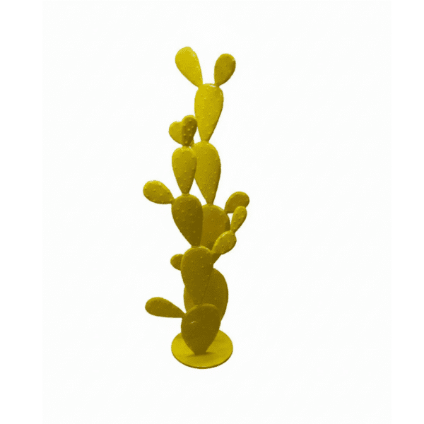 Grand cactus décoratif en métal jaune