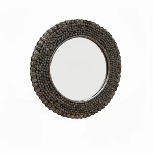 Miroir rond cadre chaîne métallique