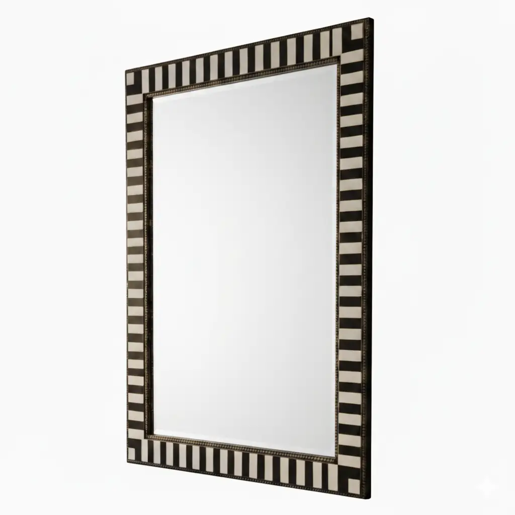 Miroir rectangulaire noir & blanc – Rayures