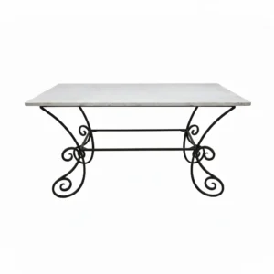 Table carrée en marbre – Pieds fer forgé