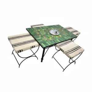 Table mosaïque + chaises marocaines
