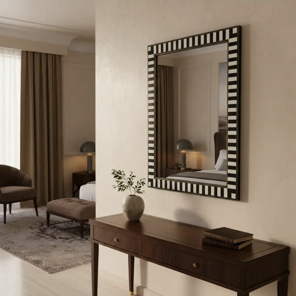 Miroir rectangulaire noir & blanc – Rayures – Image 2