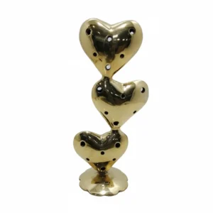 Sculpture Trois Cœurs Dorés Perforés