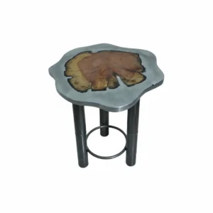 Table d’Appoint Bois & Métal Style Industriel